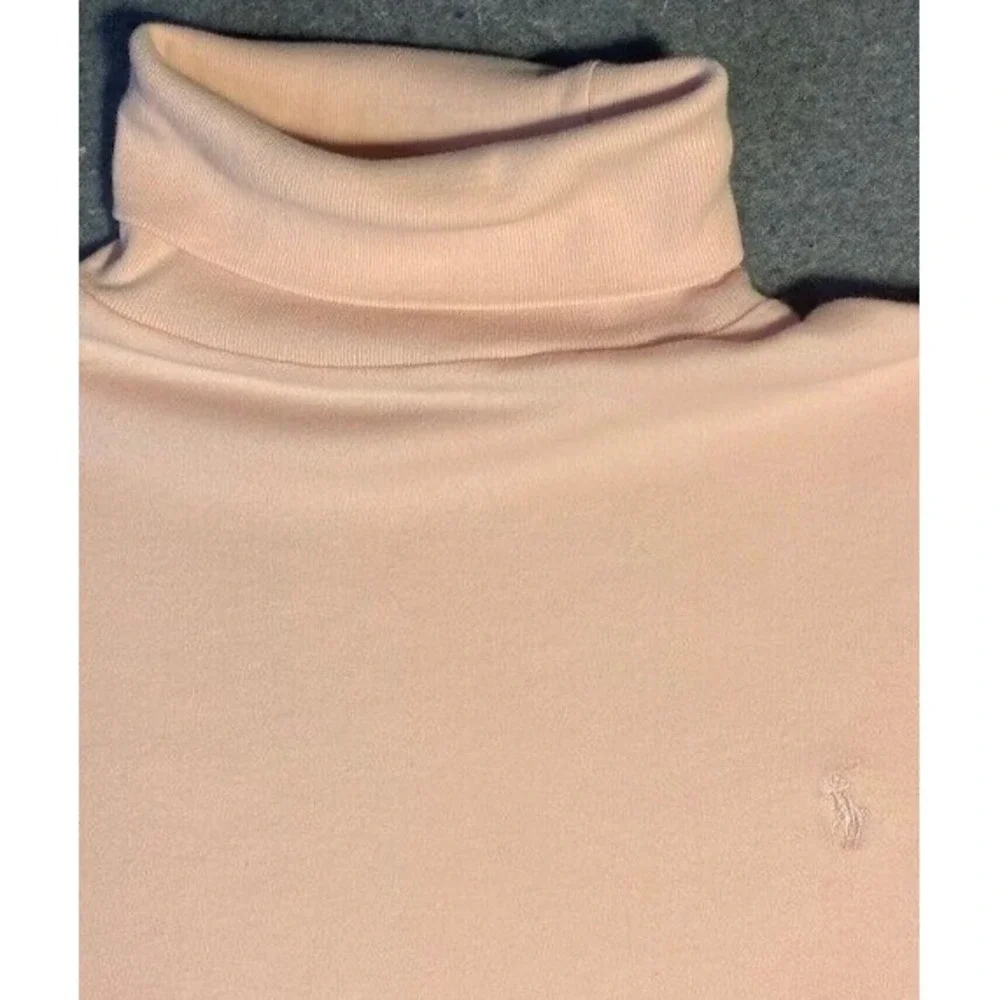 LAUREN RALPH SPORT Women's TOP pink‎ LARGE preppy LONG SLEEVE turtle neck